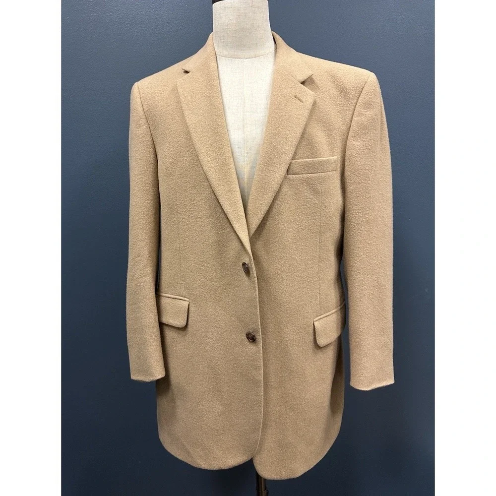 Jos A Bank 100% Camel Hair Blazer‎ Men's 43L Tan Sport Coat Classic Jacket